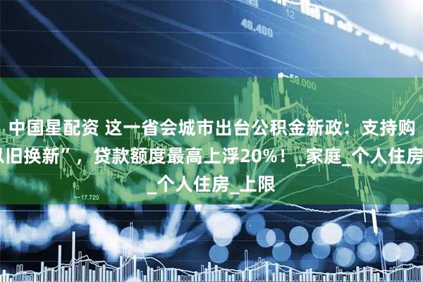 中国星配资 这一省会城市出台公积金新政：支持购房“以旧换新”，贷款额度最高上浮20%！_家庭_个人住房_上限